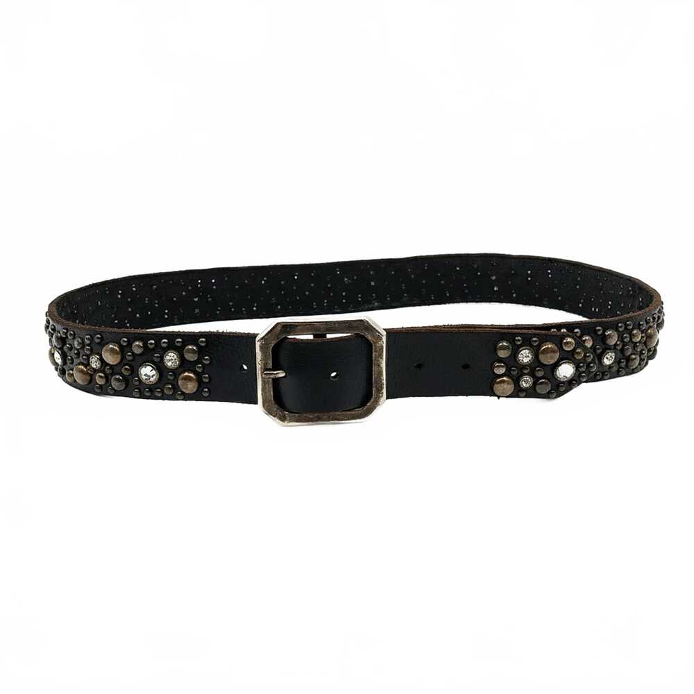 Old Stud Handmade Brown Leather Belt | Regular L Studded Rhinestone Casual
